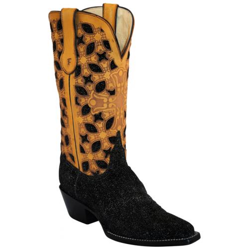 Ferrini Ladies 84061-04 Black / Antique Saddle Genuine Leather Cowgirl Boots